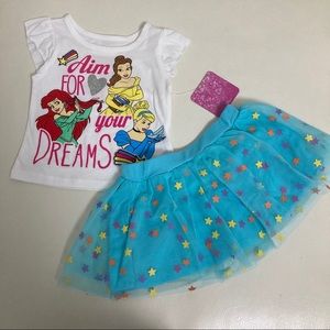 Disney Princess Belle Ariel Tutu Skirt Top
